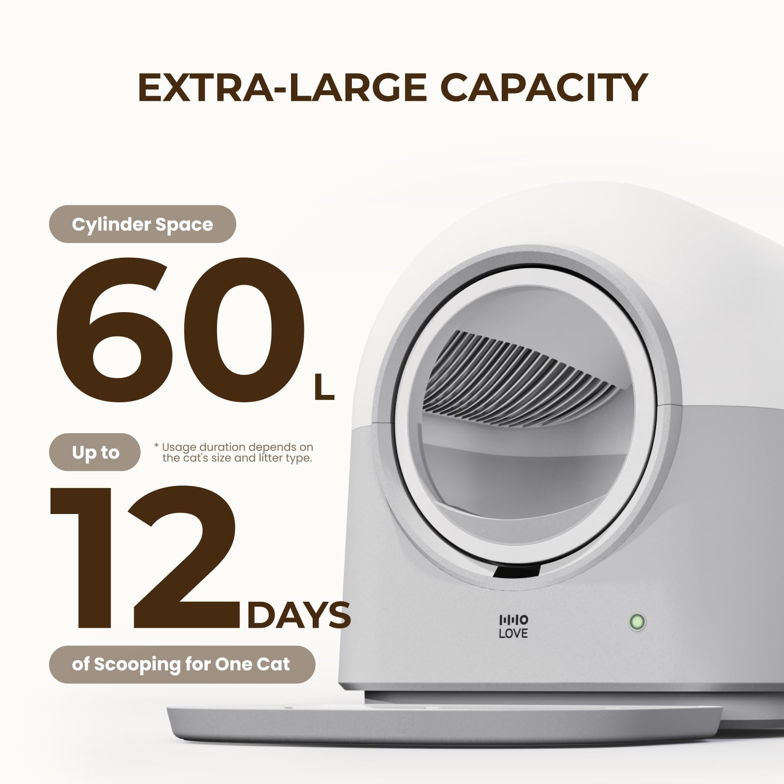 Hholove Self Cleaning Cat Litter Box Ty Pro, 60L Extra Large Open Automatic Litter Box App Control, Anti-Pinch For Multi Cats 3-